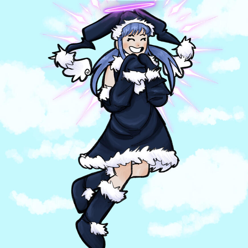 Cutesy Fullbody with patterned background and shading